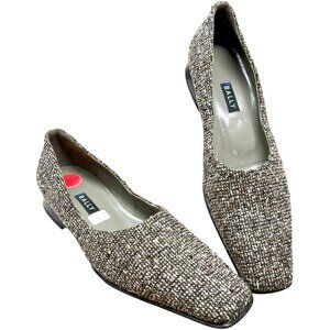 Bally Aika Taupe Tweed Leather Dress Flats Made in Italy